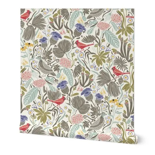 Peck and Plum, White, Large Wallpaper