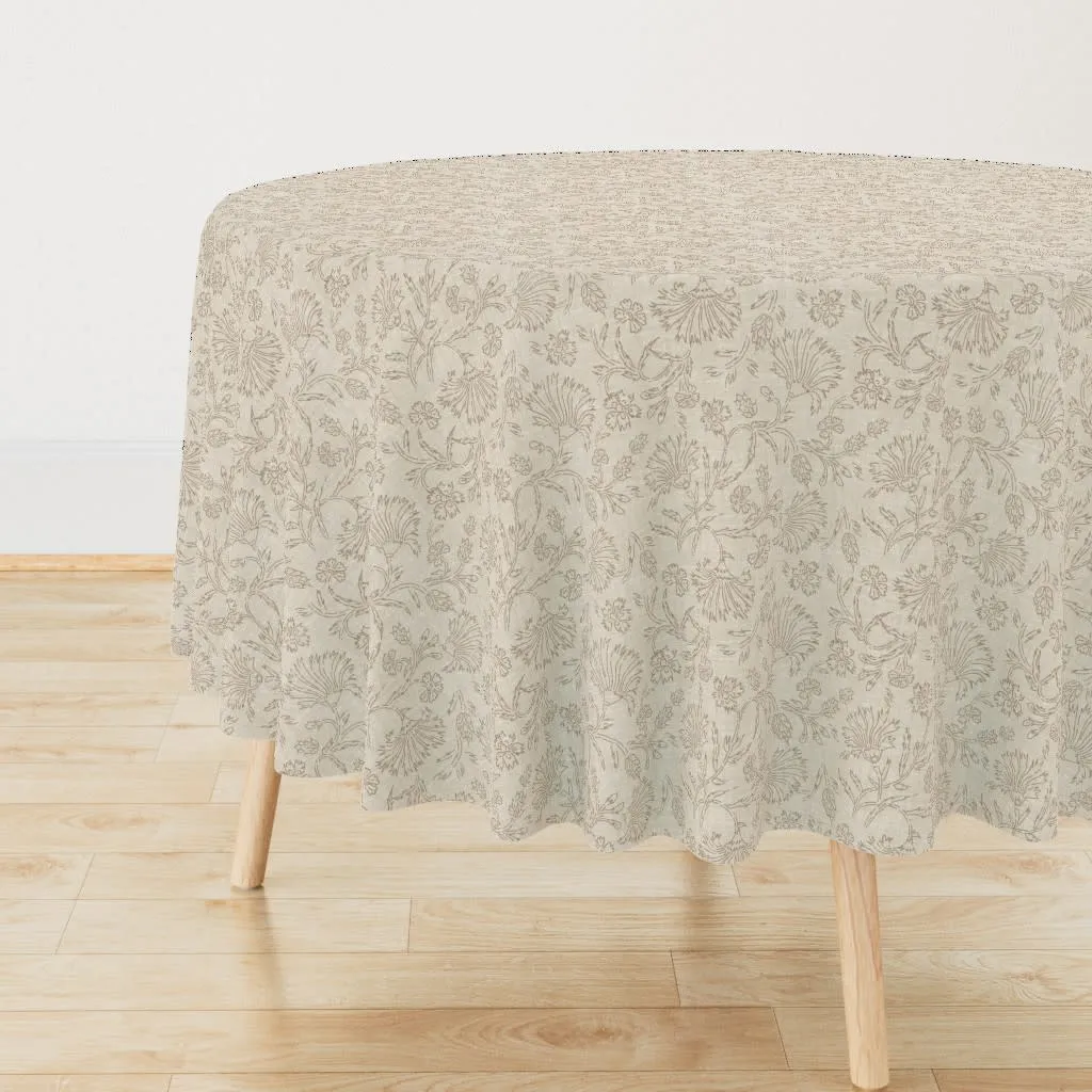 Neutral floral round tablecloth